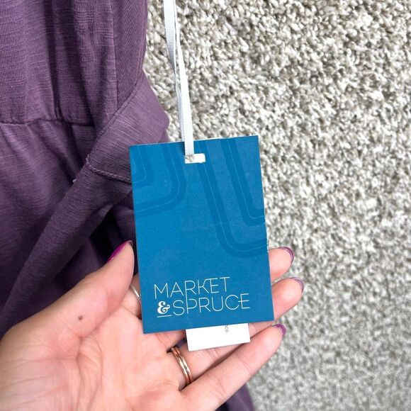 Market & Spruce Jumpsuit Women's XXL Paulie Slub Purple30 Waist Tie Cropped NWT - Picture 6 of 9